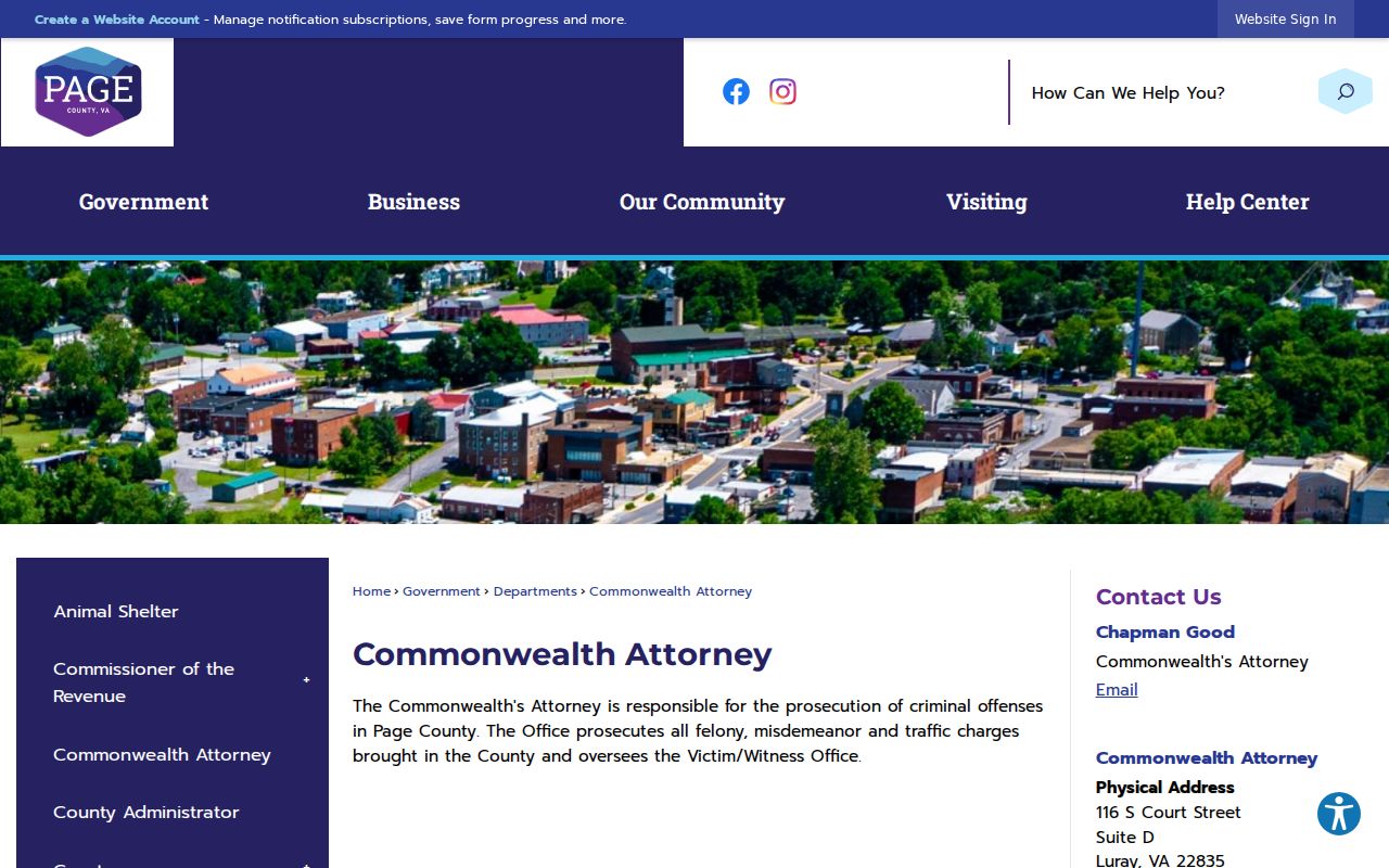 Page County Commonwealth's Attorney criminal court case information