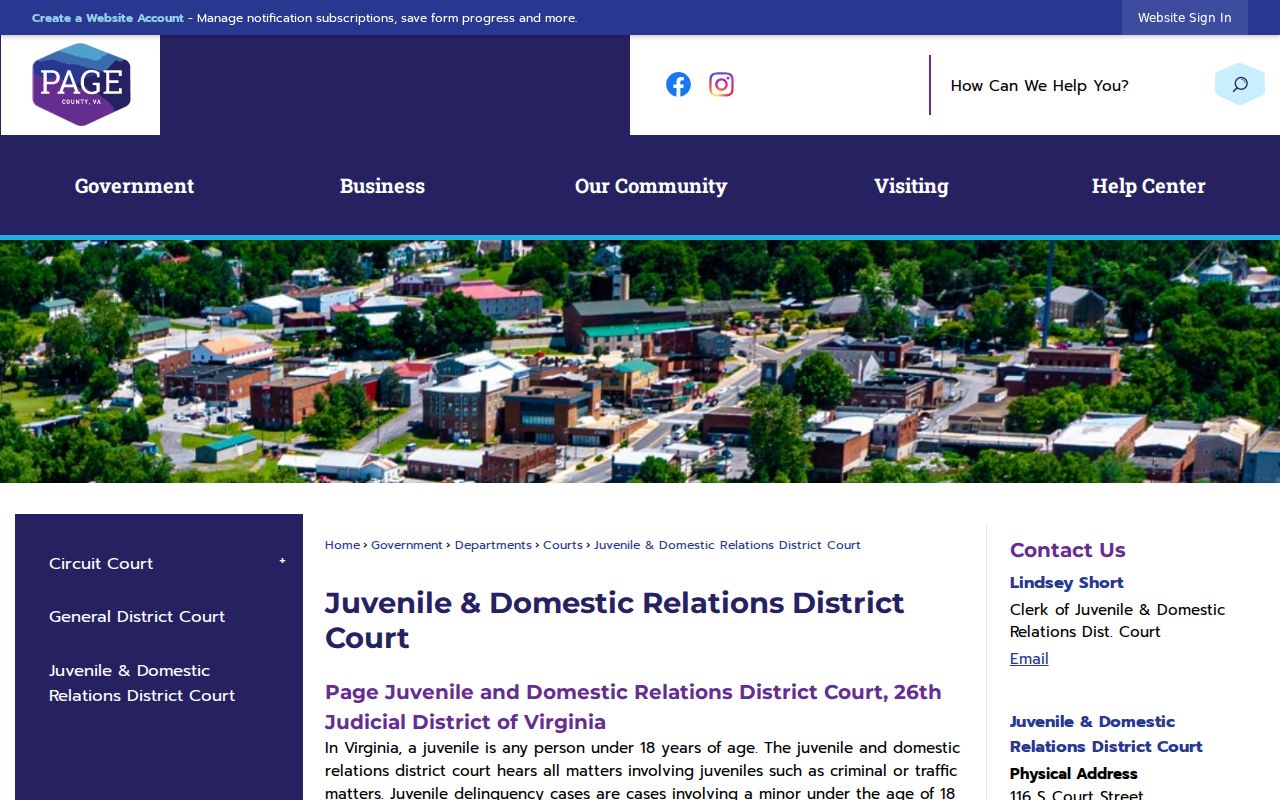 Page County juvenile criminal court access information