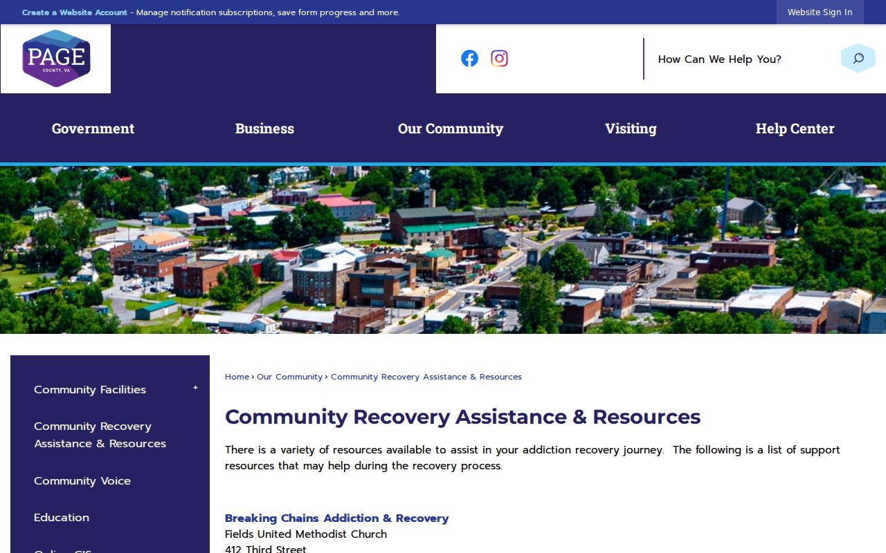 Page County Adult Recovery Court criminal case resource