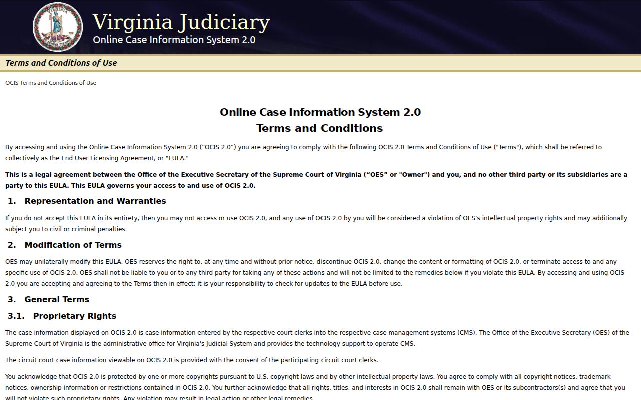 Statewide court search for Page County criminal records