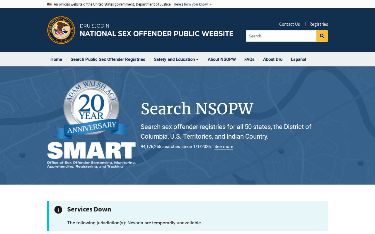 National registry layer for a Page County sex offender search