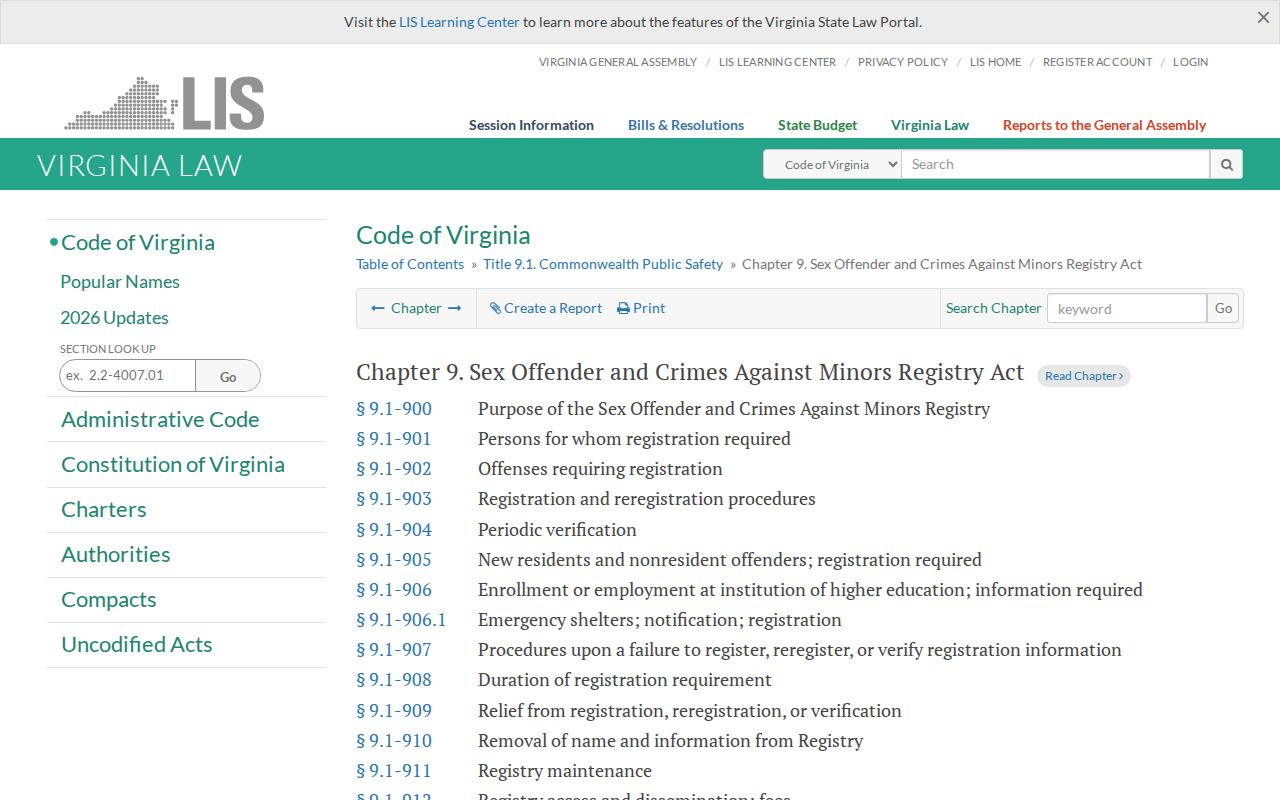 Virginia registry law supporting Page County sex offender notifications